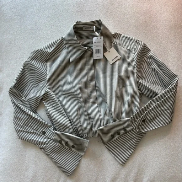 SIMKHAI Blythe Cropped Button Down Top Size XS - Picture 2 of 12